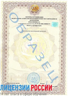 Образец сертификата соответствия (приложение) Корсаков Сертификат ISO 22000